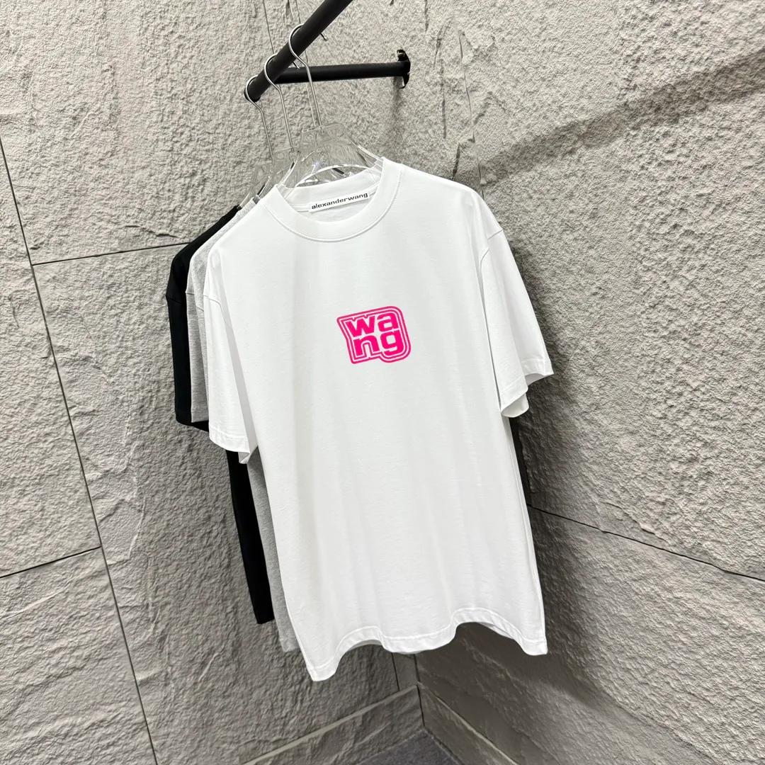 * *alexander 2025 New Arrival Pink wang T Same Style ：Black White Size： S （90-130 ） M （120-150 ） L （140-165 ） XL （160-180 ） XXL （180 ）